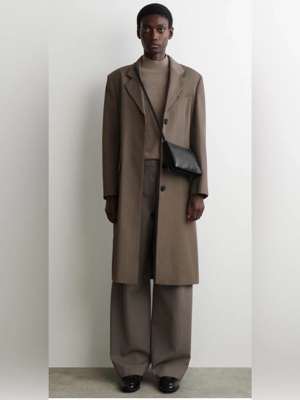 COS Black Supple Leather Minimalist Crossbody / Shoulder Bag